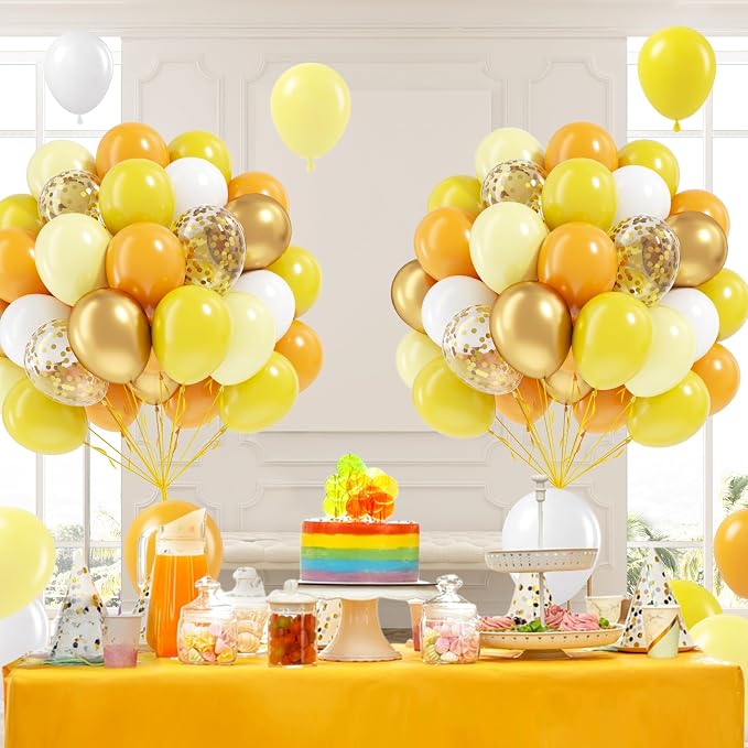 60pcs Yellow and White Balloons 12inch - Image 7