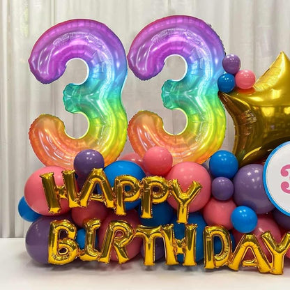 40 Inch Rainbow Number Balloon 3, Large Number Foil Balloons Mylar - Image 5