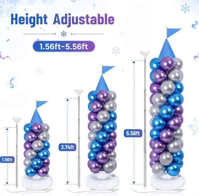 2 Sets Blue Princess Castle Balloon Column Stand Kit - Image 3