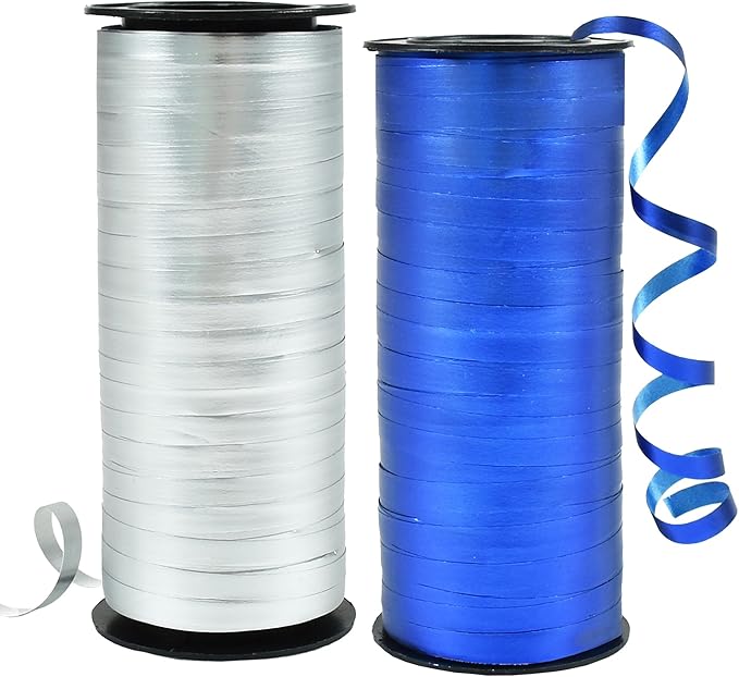 BEISHIDA Blue and Silver Curling Ribbons Balloon String Ribbons by Beishida