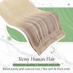 RUNATURE Wire Hair Extensions Real Human Hair, Balayage Invisible Fish Line Extensions, Straight Remy Natural Hair, Add Volume 16 Inch 80g #18/22/60 Ash Blonde to Light Blonde Mix Bleach Blonde