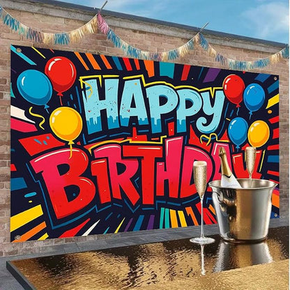 Happy Birthday Balloons Banner 71x43 Inch, Large Birthday Party Backdrop - Image 7
