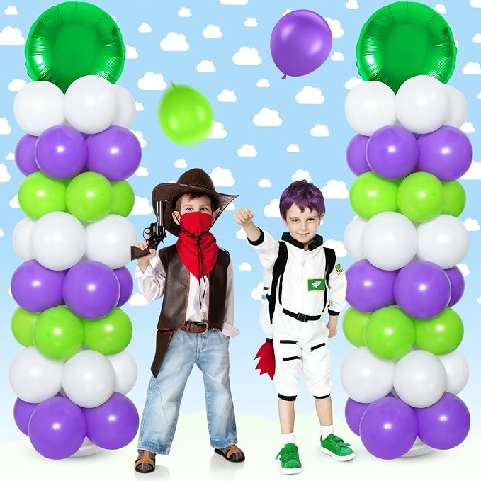 Hungdao 2 Sets Light Inspired Year Balloon Column Stand Kit Cartoon Story Game - Image 2
