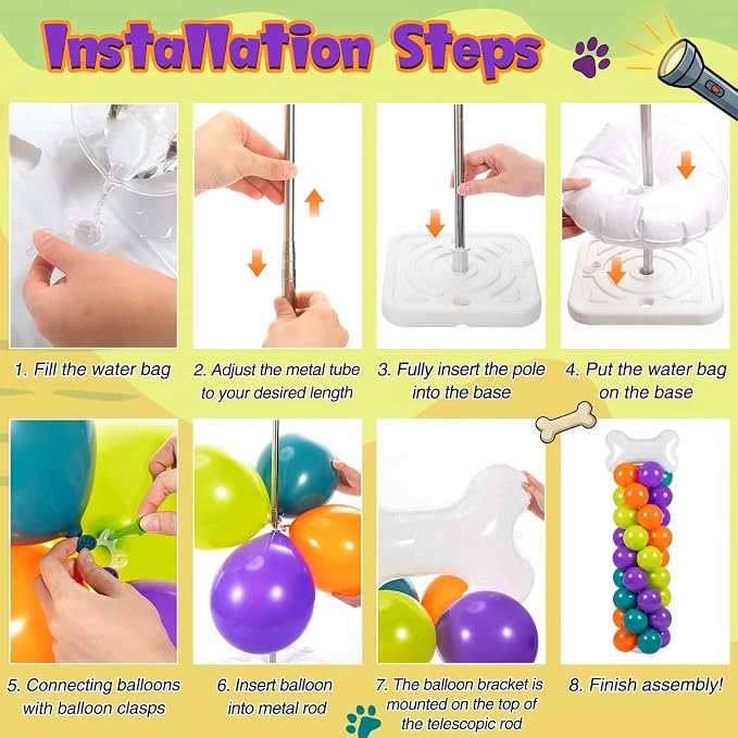 Jenaai 2 Set 163 Pcs Cartoon Dog Birthday Party Balloon Column Stand Kit | Dog - Image 5