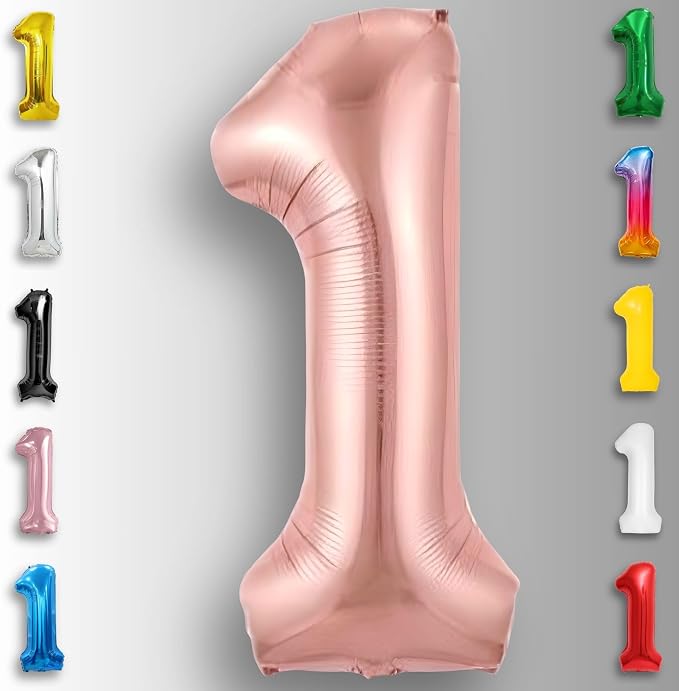 Rose Gold Number Balloon 1 Mylar Foil Balloons 40 inch - Image 3