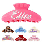 Personalized Colorful Name Hair Claw Clips for Women,Custom Hair Clips with Diamond,Cute Hair Accessories 4",Handmade Rhinestones Hair Clamp Gifts for Mom,Bride,Wife,Bridesmaid（Neon Pink）
