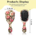 Mini Hair Brush,Cute Detangling Travel Hair Brush,Soft Bristles for Effortless Tangle Removal,Detangler Hairbrush for Women Men Boys Girls Kids Wet Dry All Hair Types (Pink White Roses, Mini)