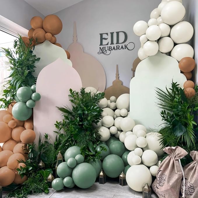 Green White Brown Balloon Garland Arch Kit - Image 7