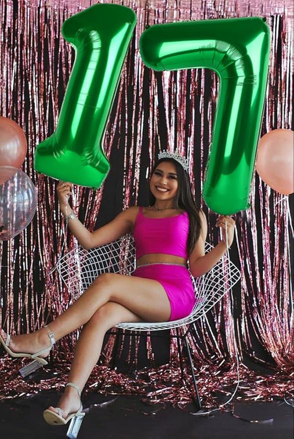 8 Balloon Numbers Birthday Decorations, 40In Green Balloons - Image 4