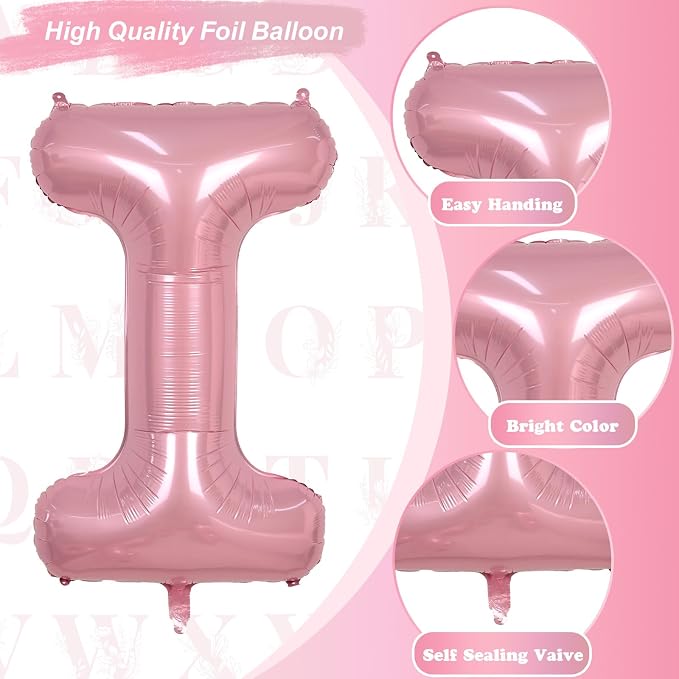 Pastel Pink I Letter Balloon, Large Self Inflating - Image 9