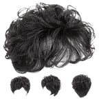 5.1'' Black Hair Toppers for Women, Curly Synthetic Hair Topper with Bangs, Breathable Fluffy Clip-in Natural Wig Toppers, Thinning/Loss, For Thin