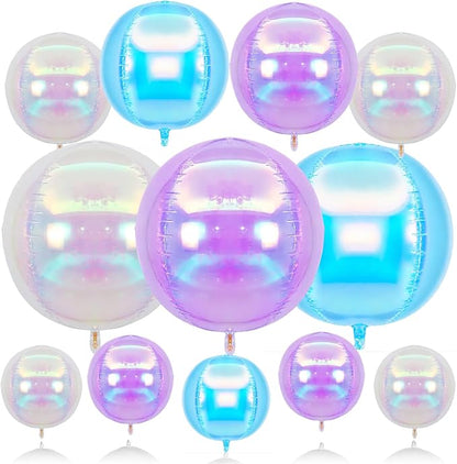 Biapian 12 Pcs Pastel Iridescent Round Balloons, Different Size Holographic by BIAPIAN