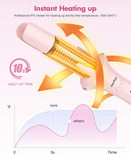 7 in 1 Automatic Curling Iron Interchangeable Barrels -0.5",1", 1.25", 1.5" Curling Wand, Hair Crimper & Straightening Brush,& Rotating Curler, 300M Negative Ions & Dual Voltage, Home & Travel