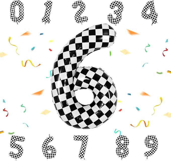 40 Inch Checkered Number Balloon by Unknown