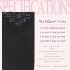 PINKPEARL Clip in Human Hair Extensions #1B Natural Black Clip in Hair Extensions Real Human Hair 20 inch Remy Hair 120g 7pcs Straight Natural Human Hair Clip ins(#1B-20)