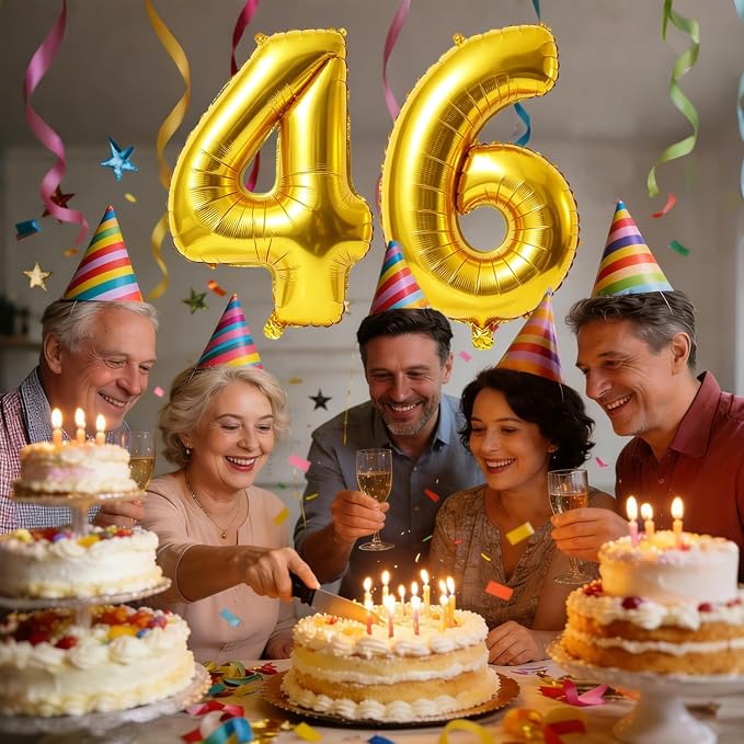 40 Inch Number 46 Balloons for 46th Birthday Party Decorations, 0-100 Gold - Image 2