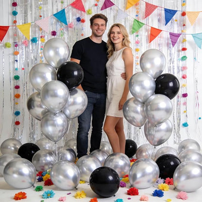 110pcs Metallic silver Balloons, Metallic silver Latex Balloons 12 inch - Image 4