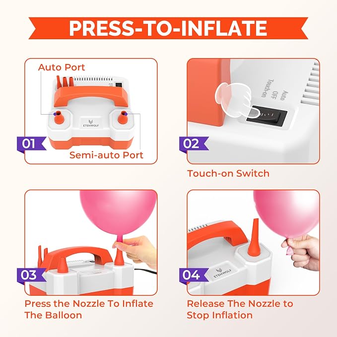 ETENWOLF Electric Balloon Pump for All Balloons | Balloon Inflator for Birthday - Image 4
