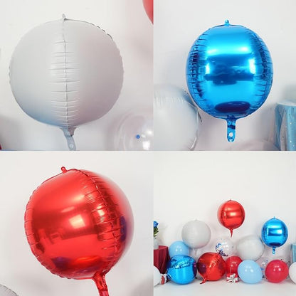 6Pcs Red Blue White Round Foil Balloons, Giant 4D Round Ball Balloons, 22 Inch - Image 4