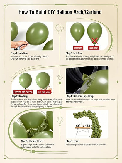 Sage Green White Gold Balloons 12 Inch 60 Pcs Metallic Gold Confetti Latex - Image 4