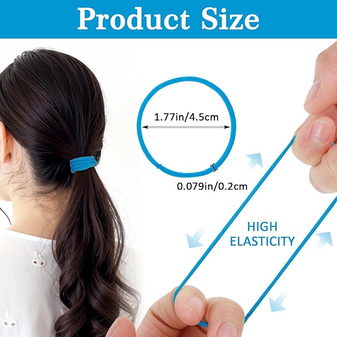 200PCS Basics Pony Tail Hair Ties, Multicolor Hair Ties, Elastic Rubber Bands for Women, Seamless Ponytail Holders for Thick Curly Hair, Thin Curly Hair Ponytail Holder (Rainbow Colors)
