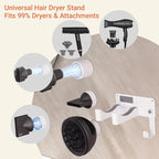 Hair Dryer Holder, Hair Dryer Holder Wall Mounted Self Adhesive Hairdryer Holder forDyson Aluminum Blow Dryer Holder Wall Mounted Black Hairdryer Hanger for Bathroom White CHOCHOYAH