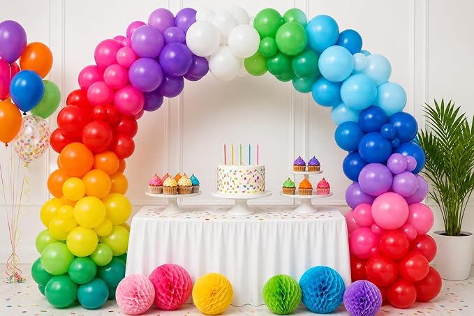 100 Pack Balloon Arch Kit – 12 Inch Assorted Rainbow Latex Balloons - Image 8