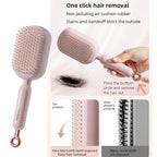 Self-Cleaning Air Cushion Comb – with Portable Travel Design, Features retractable, easy to clean, Ergonomic Pull Ring air cushion massage comb, for Detangling Thick/Curly Hair, Gift for Women (Blue)