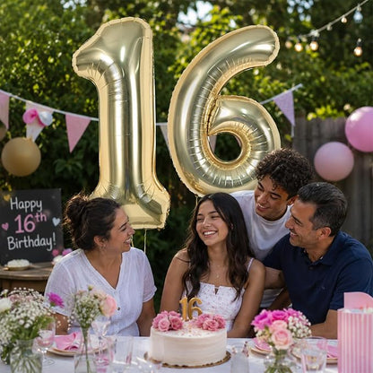 Champagne Gold 16th Birthday Balloons - Image 4