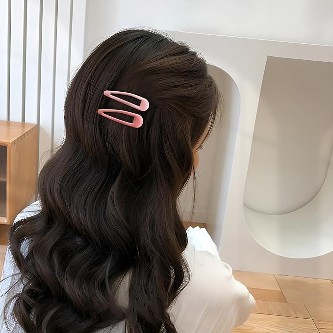 20 PCS Metal Snap Hair Clips Water Drop No Slip Barrettes for Women Bright Small Hair Clips For Thick And Thin Fine Hair,Red Pink Rose Red,1.97 x 0.5 In.