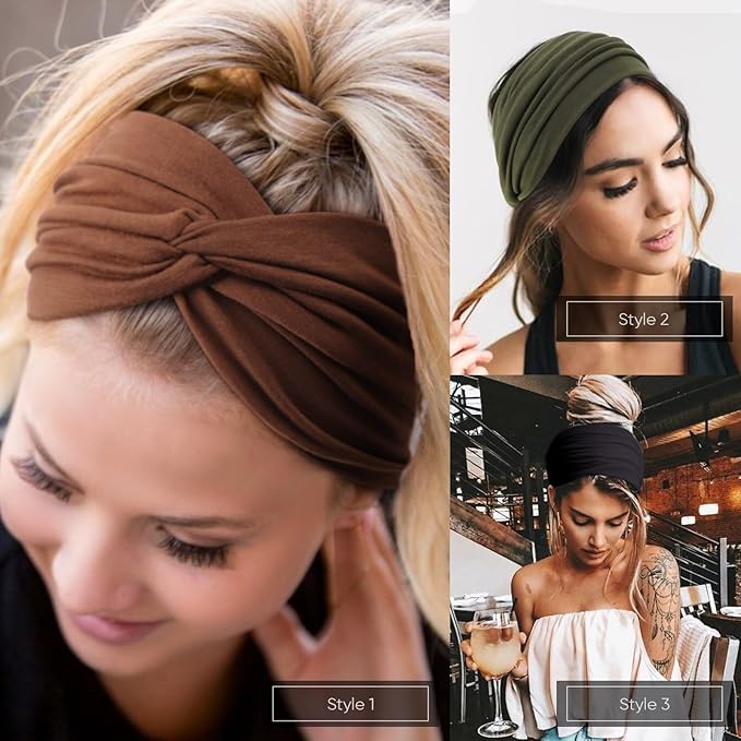 Extra Wide Headbands for Women Large Turban Headband Non Slip Boho Elastic Hairband Hair Twisted Knot Head Bands Accessories