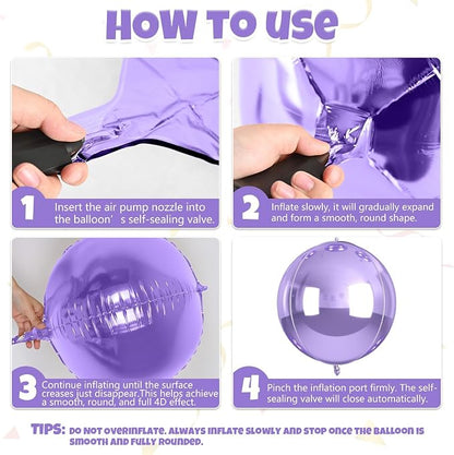 12Pcs Light Purple Round Balloons Foil, Big Metallic Purple Foil Balloons - Image 7