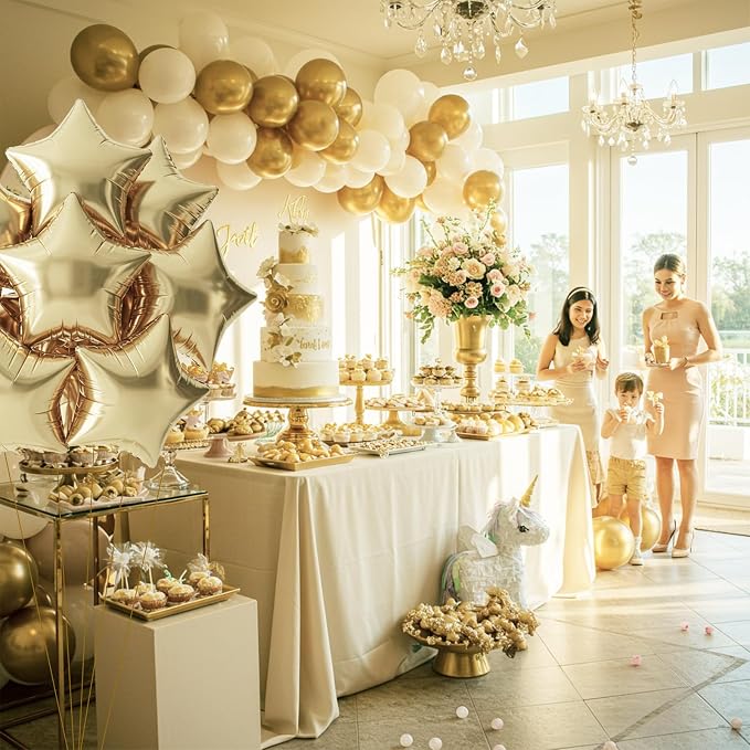 TONIFUL 15Pcs Star Shaped Balloons 18Inch Large Champagne Gold Foil Balloon | - Image 5