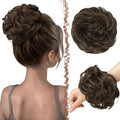 FESHFEN Messy Bun Hair Piece - Large Elastic Wavy Curly Hair Bun Scrunchies Ponytail Extensions Synthetic Chignon Hairpieces for Women, Golden Brown 1.94oz