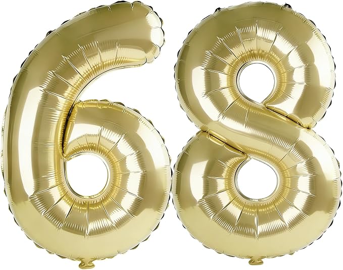 40 Inch Number 68 Balloons for 68th Birthday Party Decorations, 0-100 Champagne by FOBELEC