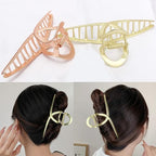 2Pack Matte Metal Hair Claw Clips Strong Hold No Slip Hair Clamp for Thin and Thick Hair Accessoriesas Gift for Women Girls (2pcs/box,Matte Gold & Rose Gold)