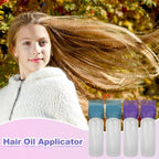 ELANE 4 Pack Hair Oiler Comb Bottle,Root Comb Applicator Bottle for Hair Oil Scalp Hair Oiling Applicator(Purple+Green)