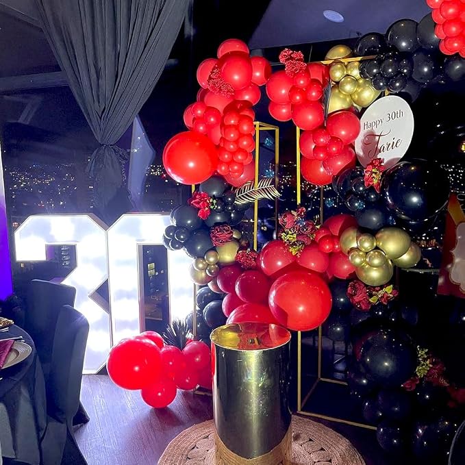 Red Black and Gold Party Balloons - Image 4