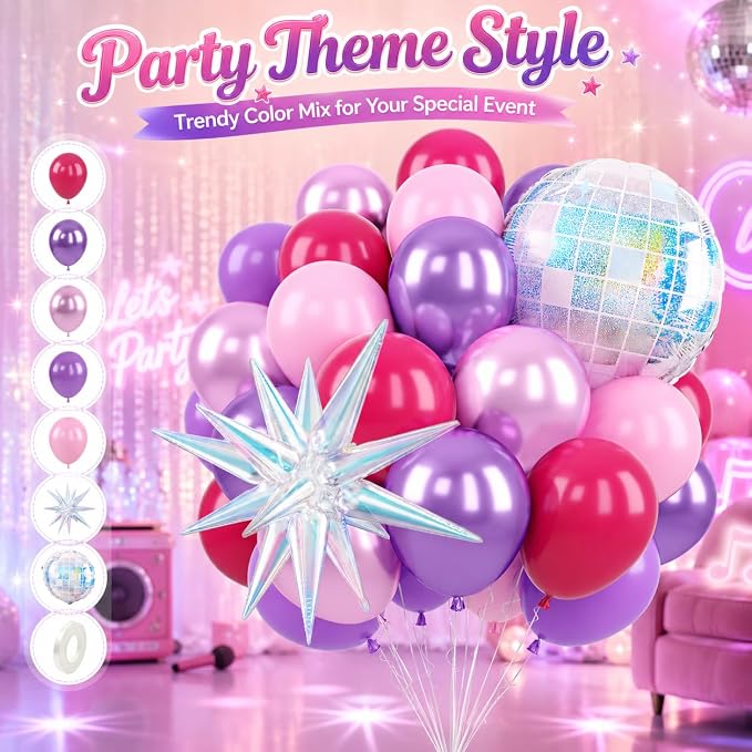 Pink Purple Balloons for Girls Party Decor | 12 Inch Pink Purple Balloons - Image 4