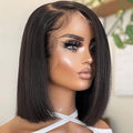 Bob Wig Human Hair 13X4 Lace Front Wigs Human hair Short Straight Frontal Bob Wig HD Transparent Lace Frontal wigs Pre Plucked for Women Glueless Wigs With Baby Hair Natural black10Inch-4
