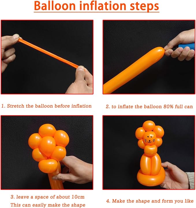 260 Long Balloons 100 Pack Orange Twisting Animal Balloons Thickening Latex - Image 5