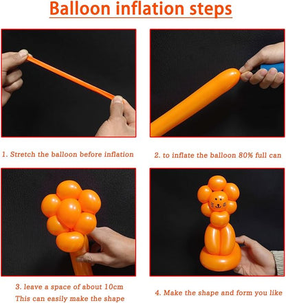 260 Long Balloons 100 Pack Orange Twisting Animal Balloons Thickening Latex - Image 5