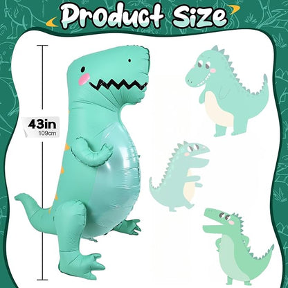 43" Large 3D Dinosaur Balloon for Party Decorations, Cute Giant Self Standing - Image 2