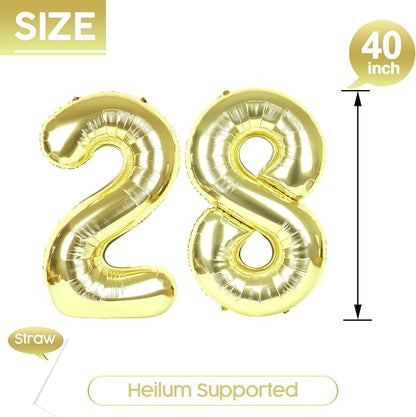 28 Balloon - Champagne Gold Birthday Number Balloons, 40 Inch Decorations | - Image 5