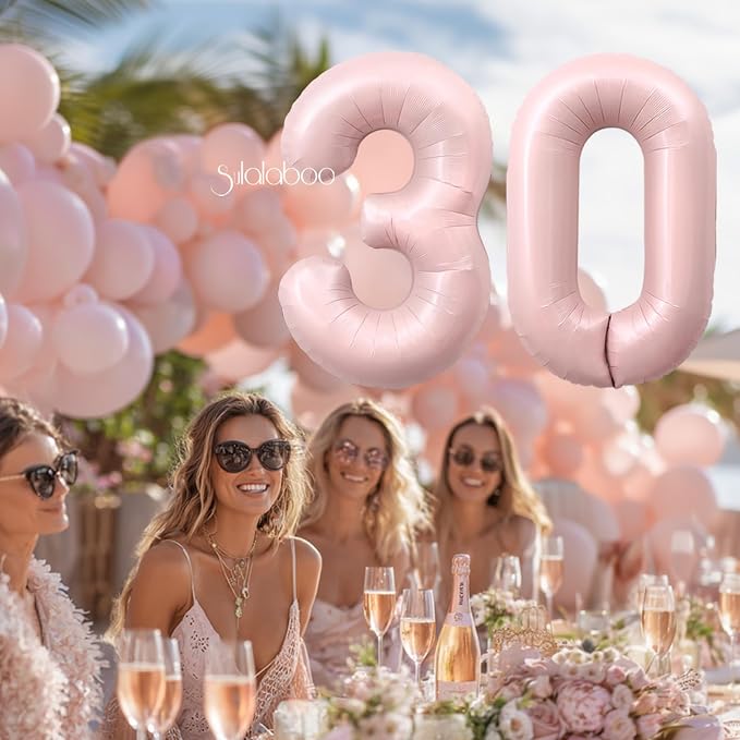 40 Inch Light Pink Number 30 Balloon 0-9 30th Foil Big Giant | Digital - Image 3
