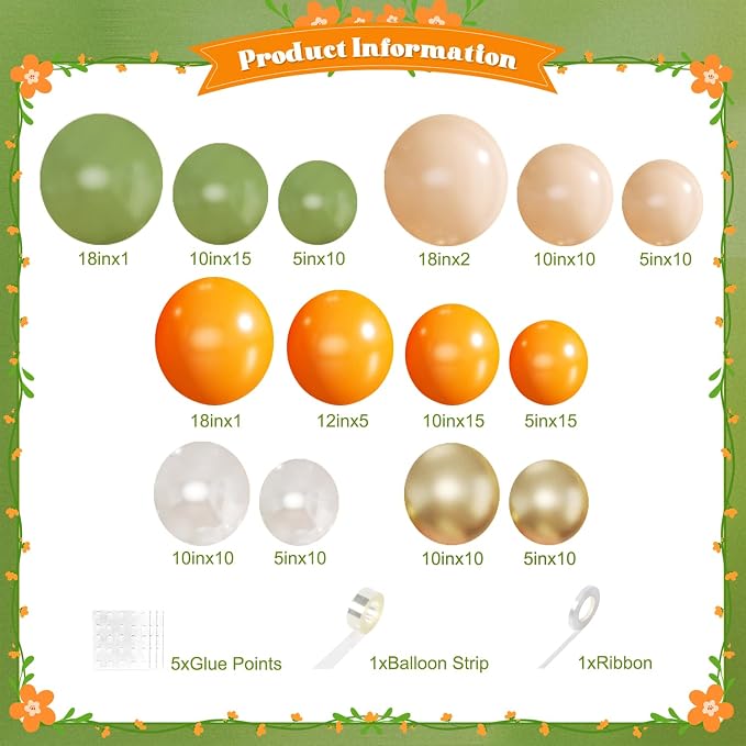 Orange and Green Balloon Arch kit - Image 2