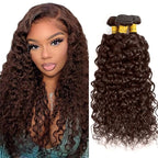 28 30 32 Inch Color 4 Water Wave Bundles Brown Human Hair Bundles Niegmeag Brazilian Virgin Soft and Sikly Remy Hair Extensions Dark Brown Color