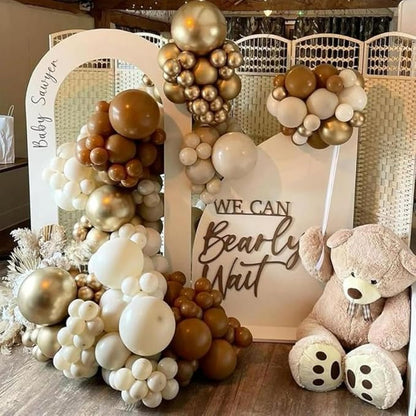 HILAVO Brown Gold Balloons, 12 inch Double Stuffed Brown Gold and Cream Beige - Image 3