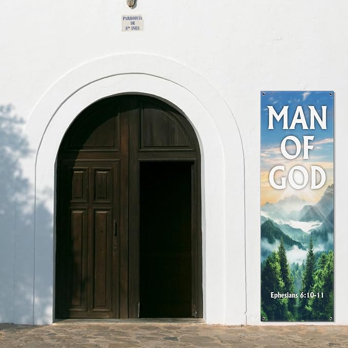Hahafelt Man of God Banner for Church Father's Day Christian Adjustable X-Stand - Image 6