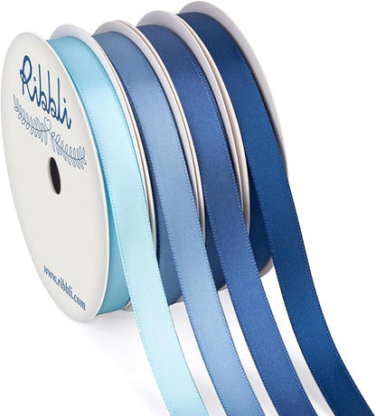 Ribbli Dusty Blue Satin Ribbon 3/8 Inch x 4 Rolls Total 40 Yards- Light by Ribbli